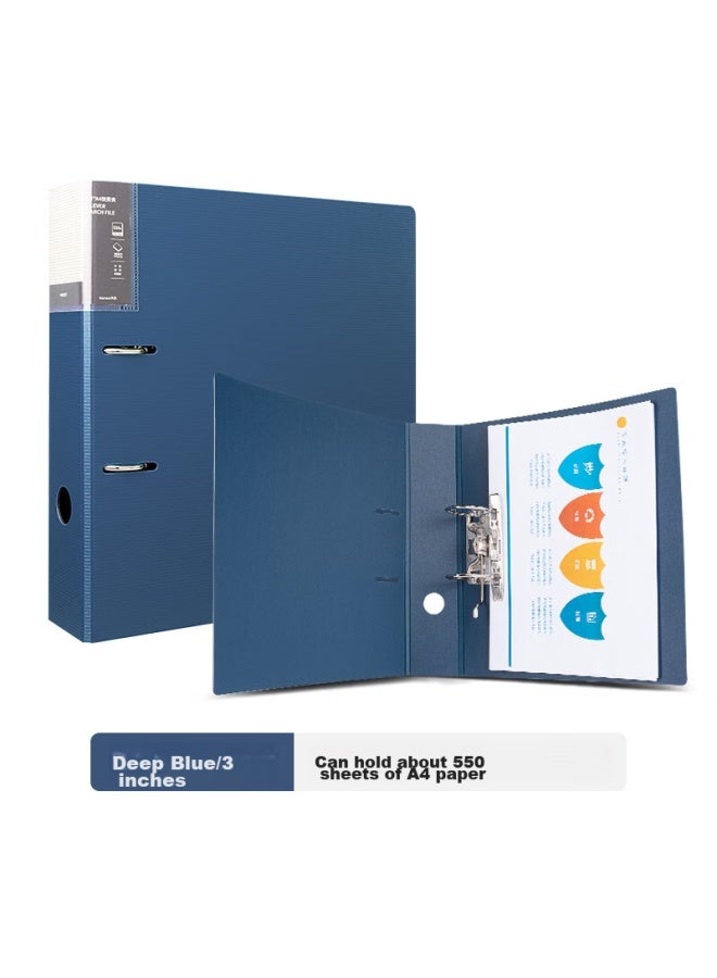 Tianse Thick Loose-Leaf File Folder, 3-Inch Quick-Release Binder, Two-Hole Loose-Leaf Folder, Large Capacity Strong Clip For Document Insertion, Office Supplies, Ts-11004, Deep Blue - Image 2