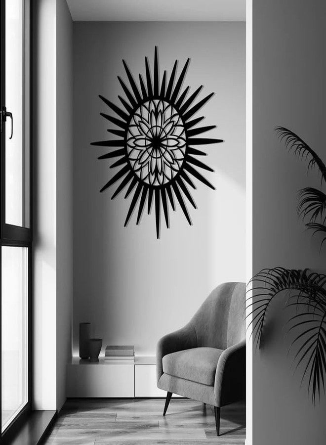 BLIND SHOP Sunburst Metal Wall Art, Minimalist Mandala Sun Metal Wall Sculpture, Modern Geometric Sun Metal Decor, New Home Gift - Image 1