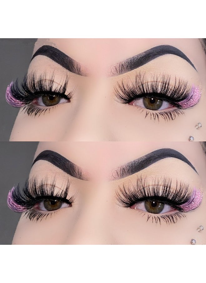 Miss Kiss 1 Pair Lashes With Pink Color Pink Glitter Manga Sparkly Highlight Lash Fairy Soft False Eyelash Fluffy Faux Mink Eyelashes 18 Mm Cosplay Party Tiktok Live  - Image 2