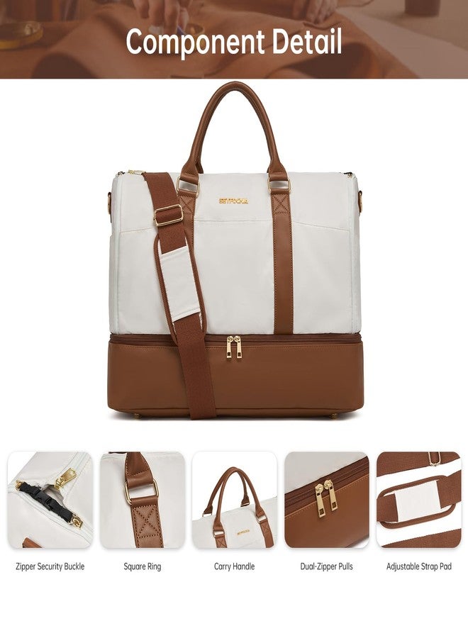 seyfocnia Convertible Garment Duffel Bag for Travel,2 in 1 Weekender Bag Hanging Suitcase for Women with Shoe Compartment, Carry On Suit Bags Travel Duffle Bag Beige - Image 5