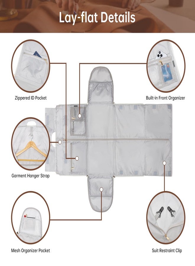 seyfocnia Convertible Garment Duffel Bag for Travel,2 in 1 Weekender Bag Hanging Suitcase for Women with Shoe Compartment, Carry On Suit Bags Travel Duffle Bag Beige - Image 2