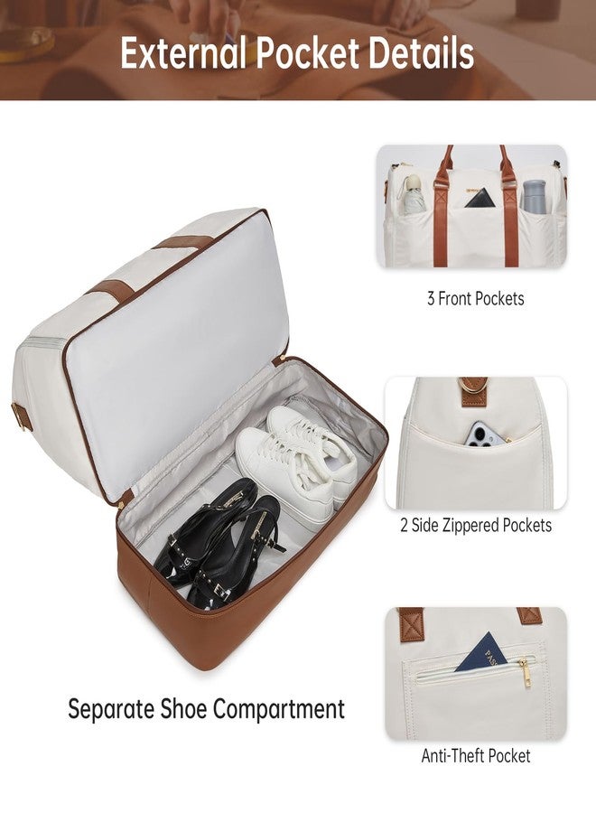 seyfocnia Convertible Garment Duffel Bag for Travel,2 in 1 Weekender Bag Hanging Suitcase for Women with Shoe Compartment, Carry On Suit Bags Travel Duffle Bag Beige - Image 4