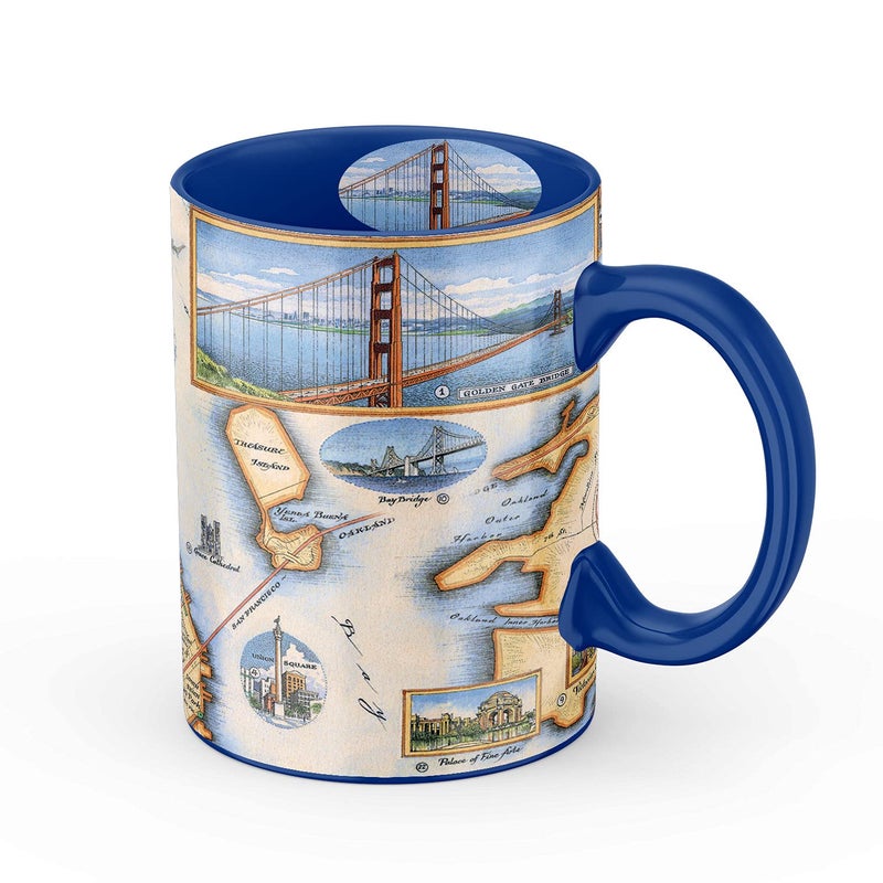 Xplorer Maps San Francisco Bay Map Ceramic Mug 16oz  BPAFree Coffee Cup for Hot  Cold Drinks  Perfect for Office Home or Gift