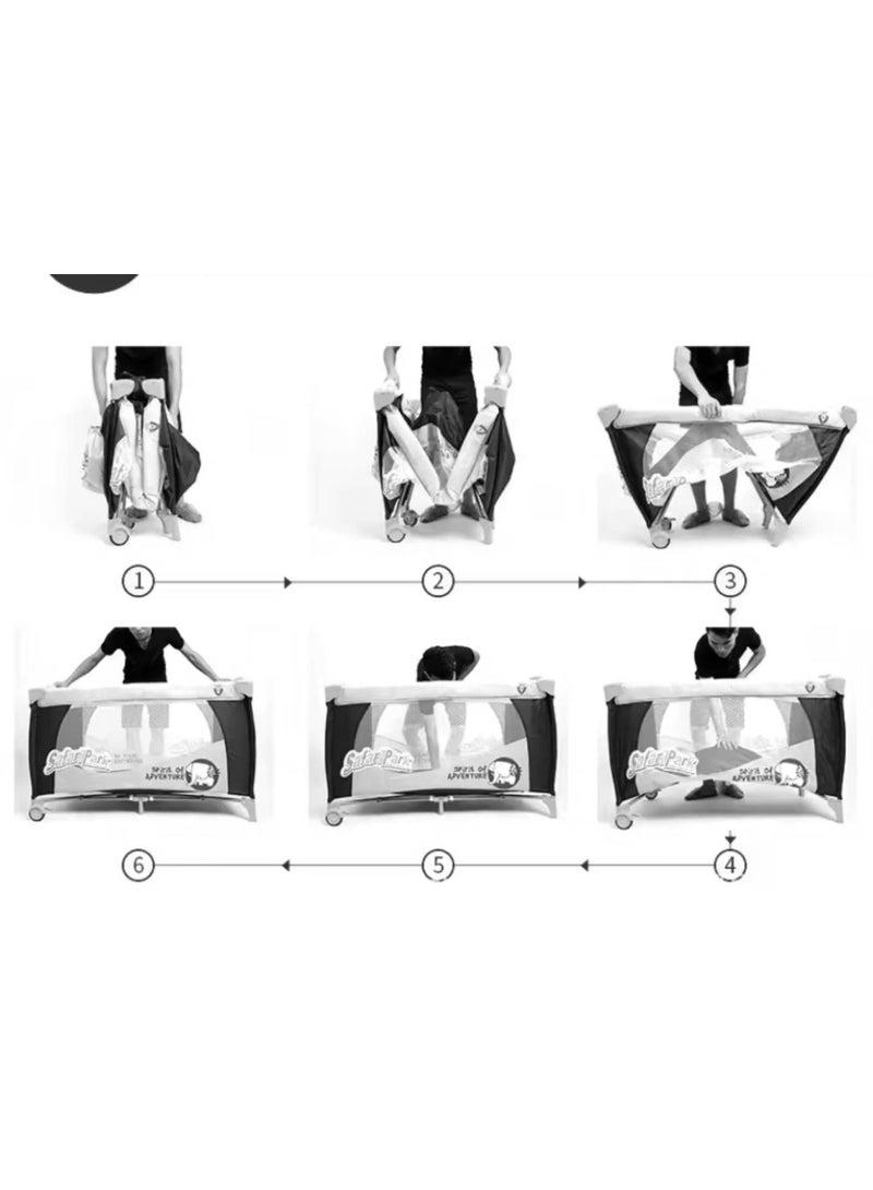 محبس اطفال ساحة لعب متنقلة  للأطفال مع شبكة جيدة التهوية،  للاستخدام الداخلي والخارجي - Image 4