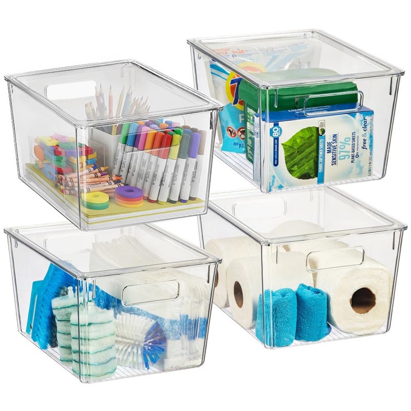 ClearSpace Plastic Storage Bins with Lids X-Large â€“ Perfect Kitchen Organization, Desk Organizer or Pantry Storage â€“ Desktop Organizer, Pantry Organization and Storage Bins, Cabinet Organizers - Image 1