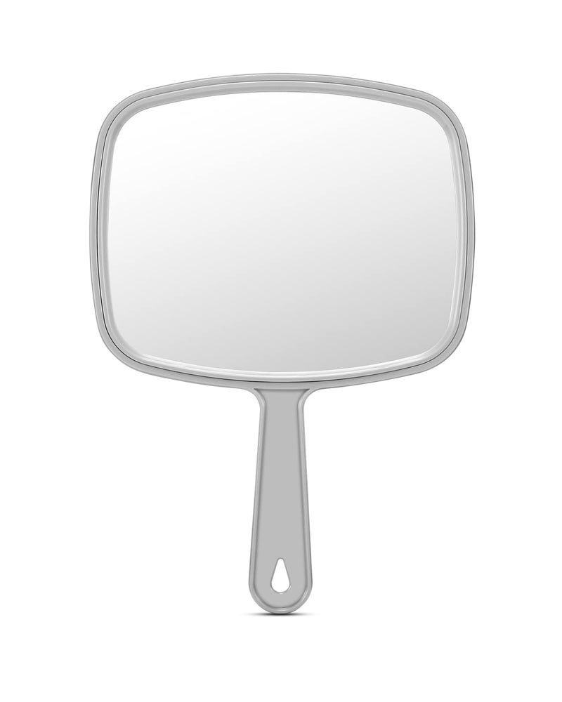 PROTECLE Large Hand Mirror Salon Barber Hairdressing Handheld Mirror with Handle Square Grey103 x74