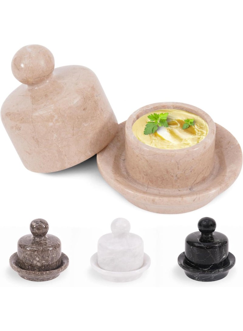 MK Verona Marble Butter Dish with Lid | 4" Handmade Spreadable Butter Crock for Countertop - Image 1