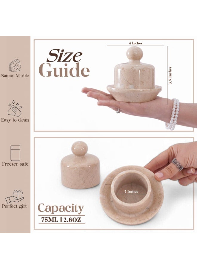 MK Verona Marble Butter Dish with Lid | 4" Handmade Spreadable Butter Crock for Countertop - Image 3