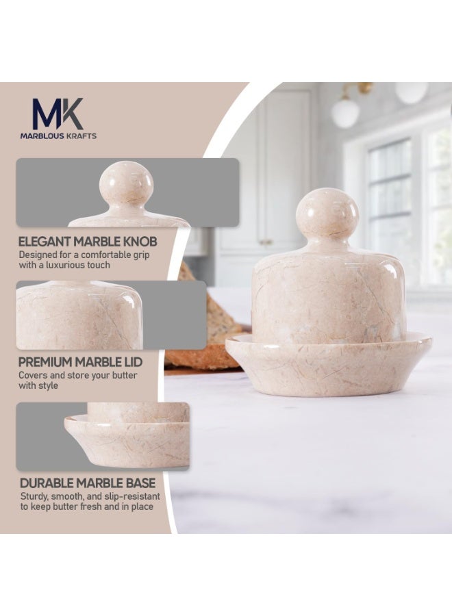 MK Verona Marble Butter Dish with Lid | 4" Handmade Spreadable Butter Crock for Countertop - Image 4