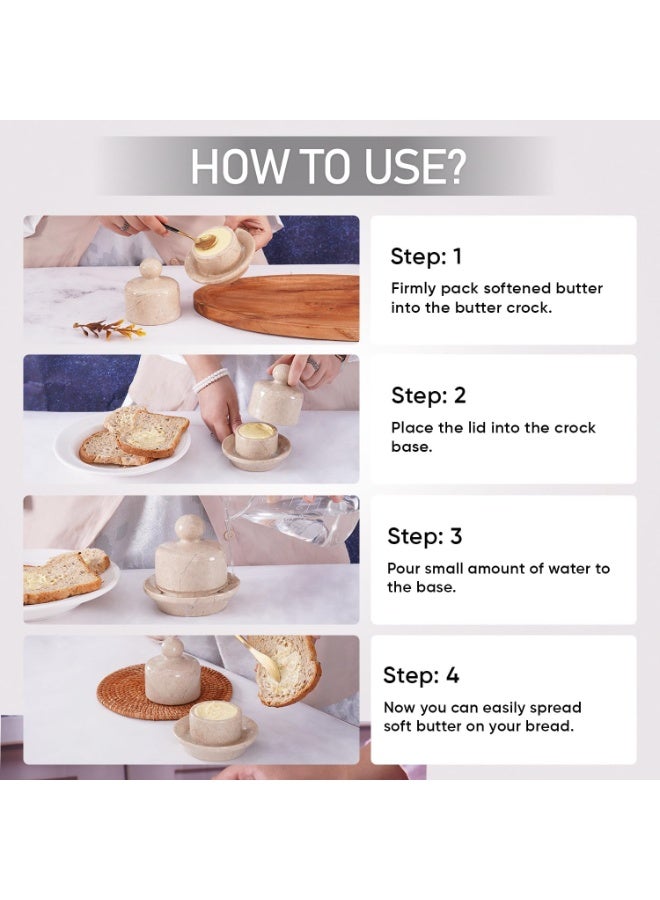 MK Verona Marble Butter Dish with Lid | 4" Handmade Spreadable Butter Crock for Countertop - Image 5
