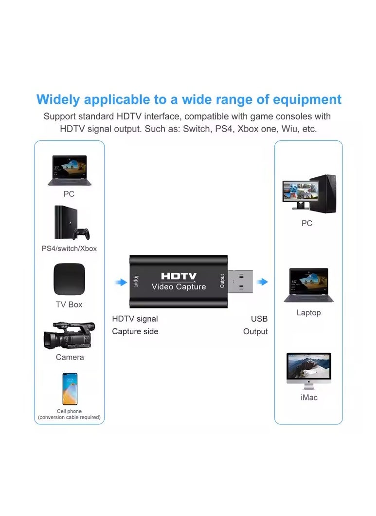 Generic - HDMI Video Capture Card HD 1080P Video Record via DSLR,Camcorder,Action Cam,Support Broadcast Live Streaming- ZEE0243F - Image 1