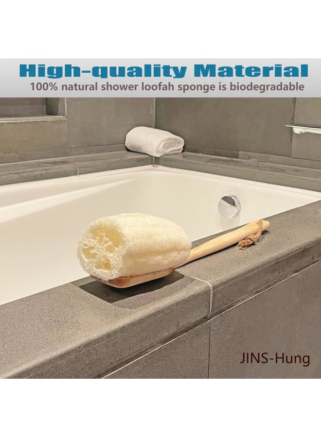 JINS-Hung 2-Pack Natural Loofah Exfoliating Bath Brush - Body luffa loofa Sponge On a Stick - Sponge Scrubber with Long Wooden Handle Back Brush for Men & Women - Bath Spa Shower - Image 2