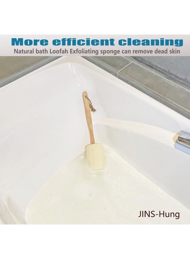 JINS-Hung 2-Pack Natural Loofah Exfoliating Bath Brush - Body luffa loofa Sponge On a Stick - Sponge Scrubber with Long Wooden Handle Back Brush for Men & Women - Bath Spa Shower - Image 4