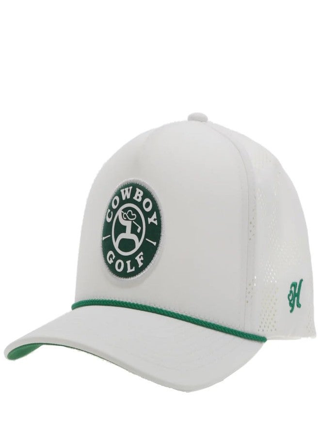 HOOEY Draw Cowboy Golf Patch Hat - Adjustable Snapback Cap with Patch - Premium Western Style Golf Hats for Men & Women (US, Alpha, One Size, White/Green) - Image 1