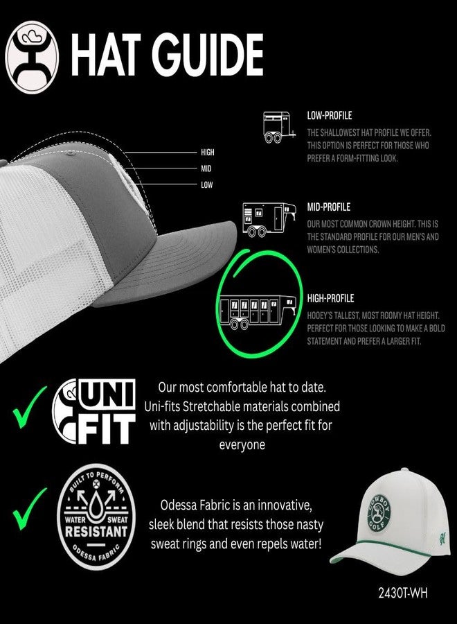 HOOEY Draw Cowboy Golf Patch Hat - Adjustable Snapback Cap with Patch - Premium Western Style Golf Hats for Men & Women (US, Alpha, One Size, White/Green) - Image 5