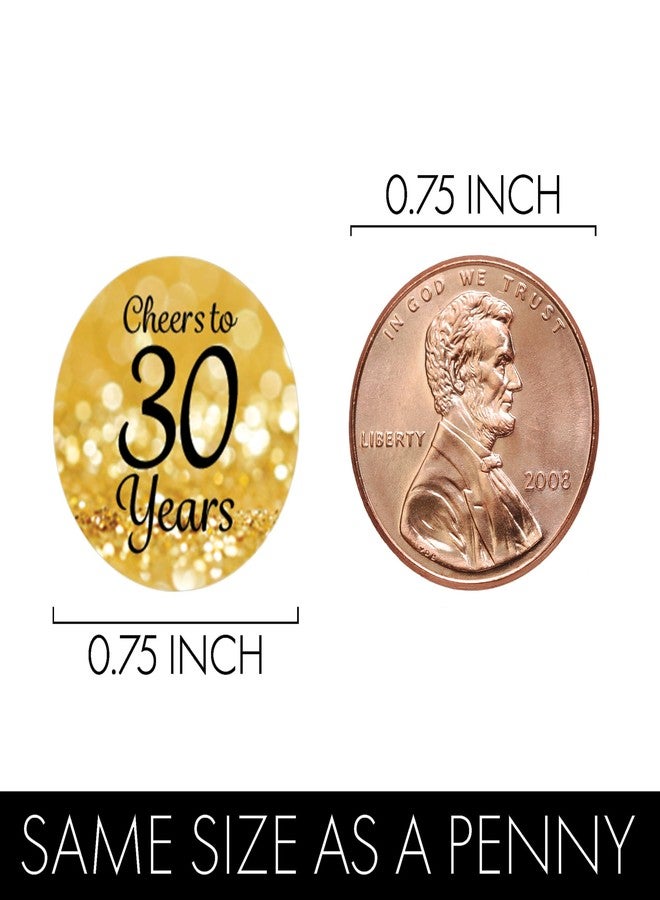 دسكتيكتفز ملصقات حلوى شوكولاتة كيسز سوداء وذهبية اللون، هدايا لحفلة عيد الميلاد الثلاثين - دائرية بقطر 0.75 بوصة - 180 ملصقًا - Image 3