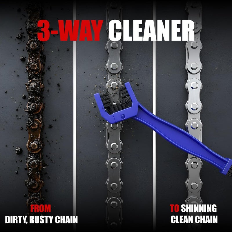 Autofy Universal Motorcycle/Cycle Chain Cleaner Brush for Bikes with Soft & Long Bristles Ideal for Cleaning Cycle/Bike Chains (Sky Blue) Gulf climate upgraded quality - Image 2