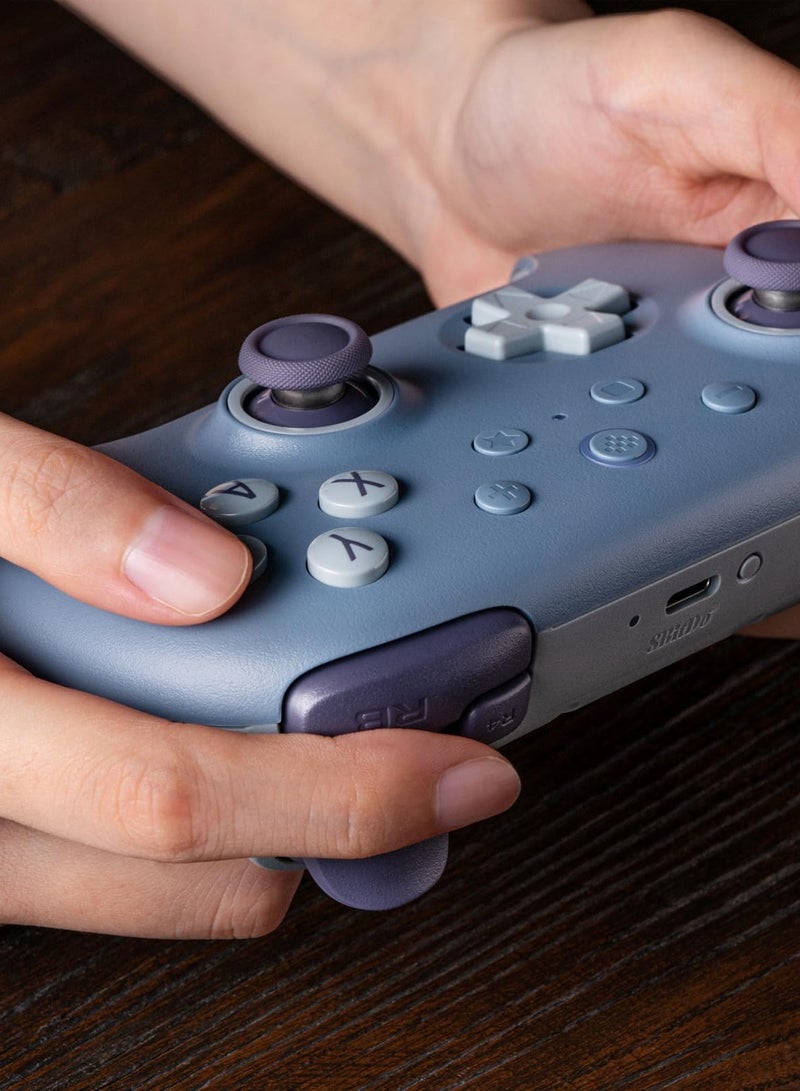 8بت دو وحدة تحكم لاسلكية Ultimate 2C لأجهزة الكمبيوتر التي تعمل بنظامي التشغيل Windows و Android، مع معدل استجابة 1000 هرتز، وعصي تحكم تعمل بتقنية تأثير هول، ومحفزات هول، ومصدات L4/R4 قابلة لإعادة التعيين (أزرق داكن). - Image 5