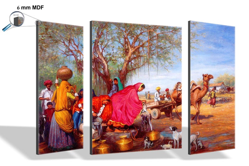 SAF paintings 6MM Rajasthani Village Panel Painting(SANFJM1286) SANFJM1286 - Image 4