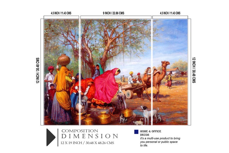 SAF paintings 6MM Rajasthani Village Panel Painting(SANFJM1286) SANFJM1286 - Image 5