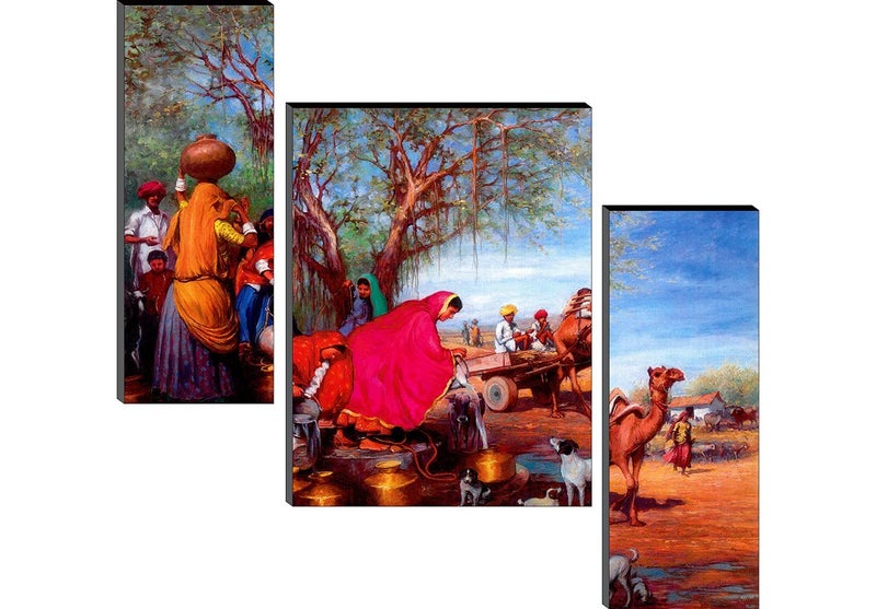 SAF paintings 6MM Rajasthani Village Panel Painting(SANFJM1286) SANFJM1286 - Image 1