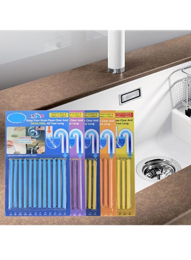 SYOSI Drain Cleaner Stick Drain Sticks Deodorizer Bathroom Sink Drain Cleaning Tool for Kitchen Shower Bathroom Toilet Sink Freshener to Keep Clear and Odor Free 48 Pieces  - Image 4