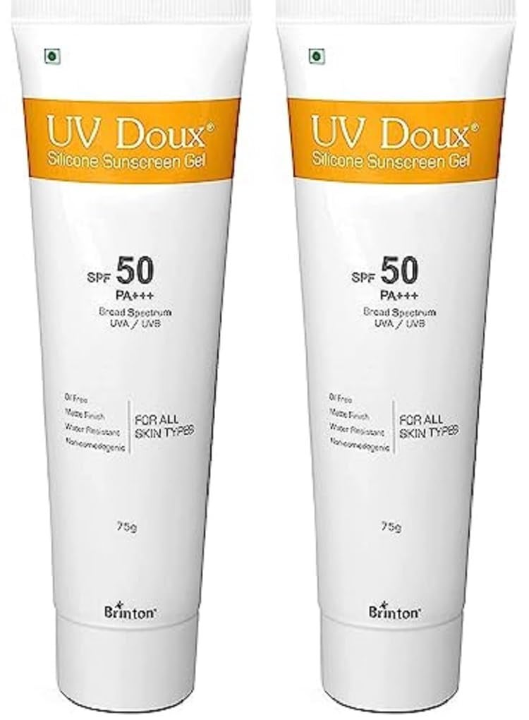 Brinton Brinton Healthcare Uvdoux Face  Body All Skin Type Sunscreen Gel With Spf 50 Pa In Matte Finish And Oil Free Formula Water Resistant Sunscreen Protection Against UvaUvb Ray 75 Gm X Pack Of 2 - Image 1