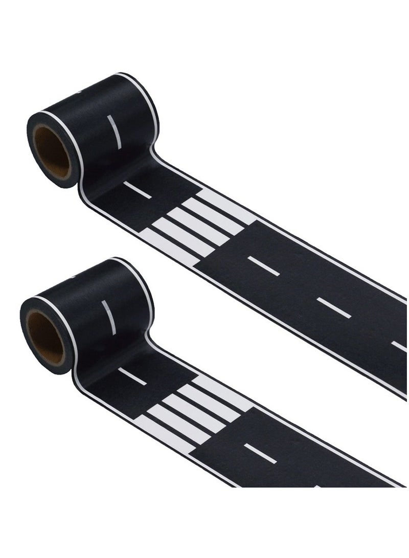 Black Road Track Tape, 2 Rolls Toy Car Road Tape for Kids, Race Car Decorations for Birthday Party, No Residue, 4.8cm x 5m Each Roll - Image 1