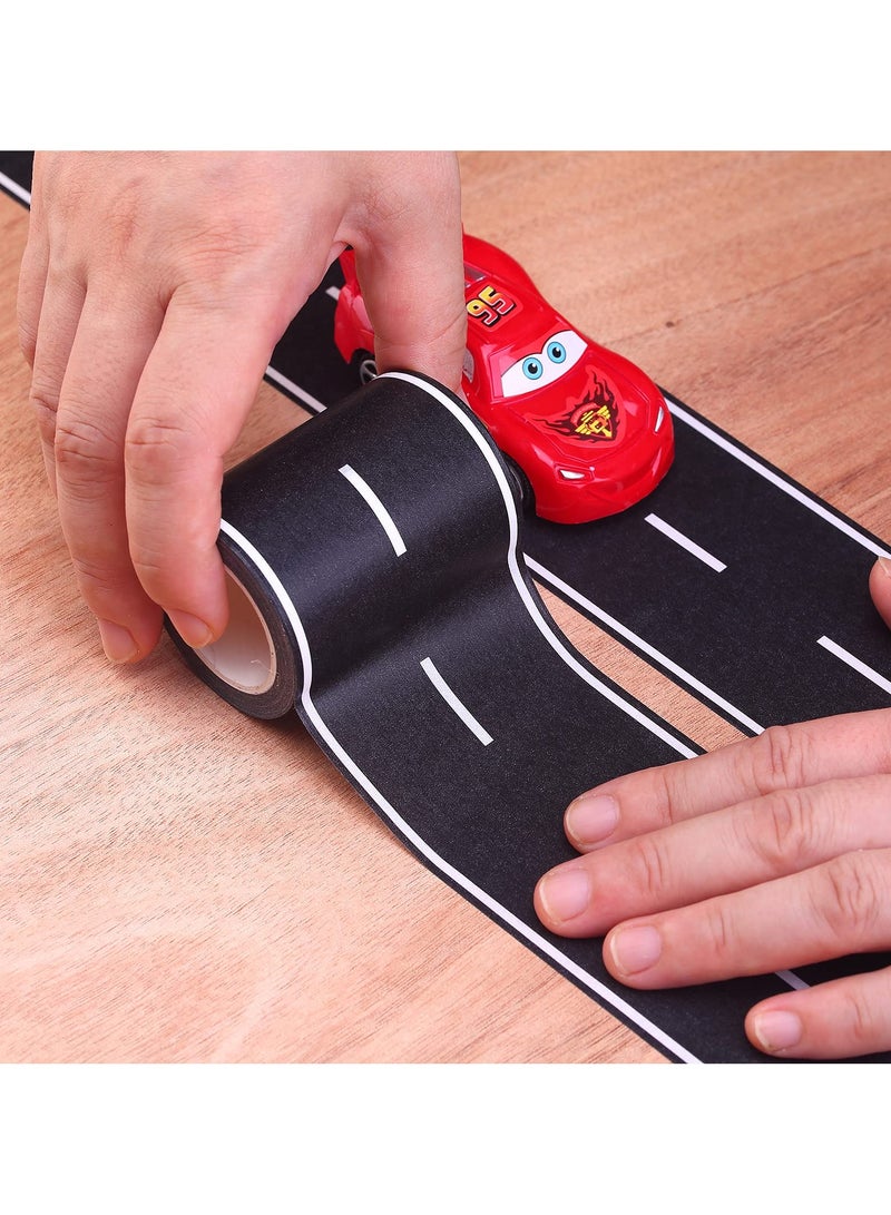 Black Road Track Tape, 2 Rolls Toy Car Road Tape for Kids, Race Car Decorations for Birthday Party, No Residue, 4.8cm x 5m Each Roll - Image 2