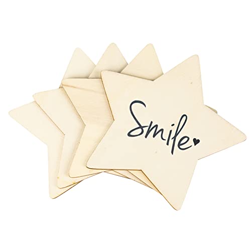 LepoHome 50PCS Unfinished Blank Wood Pieces, 4 Inch Natural Wooden Cutouts Ornaments for DIY Crafts Projects and Christmas Party Wedding Decoration(Star Shape) - Image 3