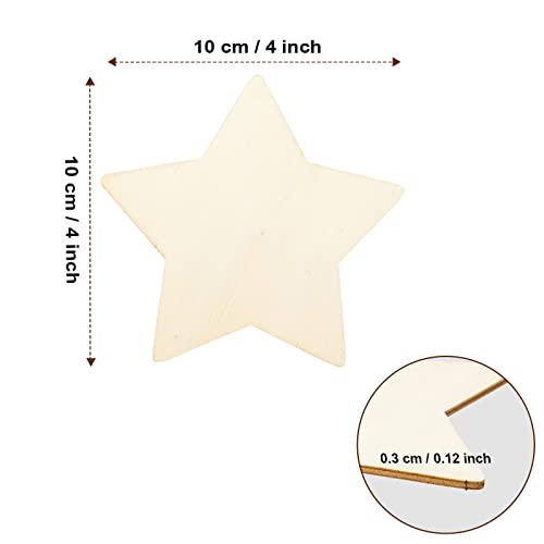LepoHome 50PCS Unfinished Blank Wood Pieces, 4 Inch Natural Wooden Cutouts Ornaments for DIY Crafts Projects and Christmas Party Wedding Decoration(Star Shape) - Image 2