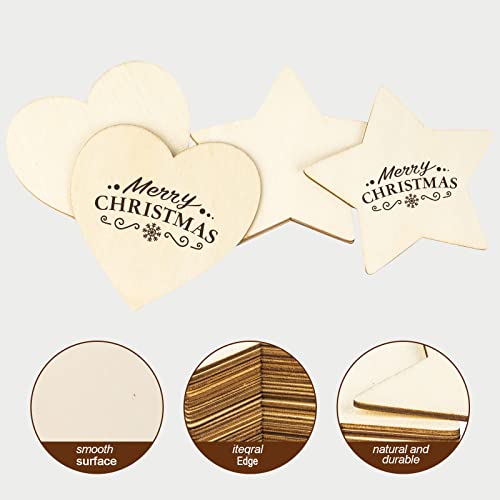 LepoHome 50PCS Unfinished Blank Wood Pieces, 4 Inch Natural Wooden Cutouts Ornaments for DIY Crafts Projects and Christmas Party Wedding Decoration(Star Shape) - Image 4