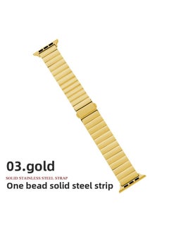 For AppleApplewatch For HuaweiGT Solid Bead Bamboo Butterfly Buckle Iwatch Smart Watch Strap-Color:3 Gold [Jump Buckle]]-Specifications:16mm