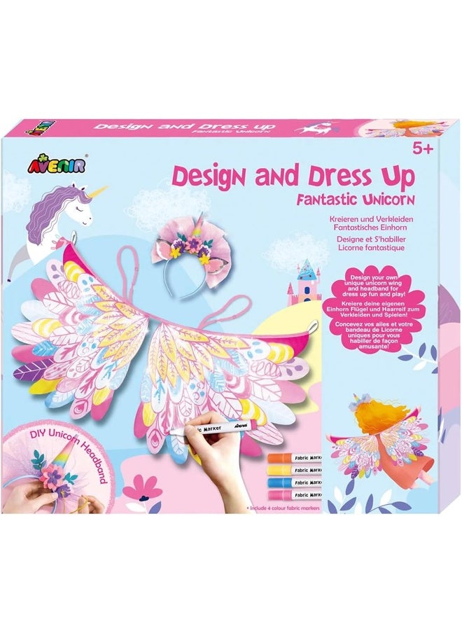 Avenir Avenir Unicorn Dress Up Fun Set – Fantastic Unicorn | DIY Costume with Pre-Printed Wings, Markers, Felt, Plastic Needle, & Headband - Spark the Imagination | 3+ Years  - Image 2