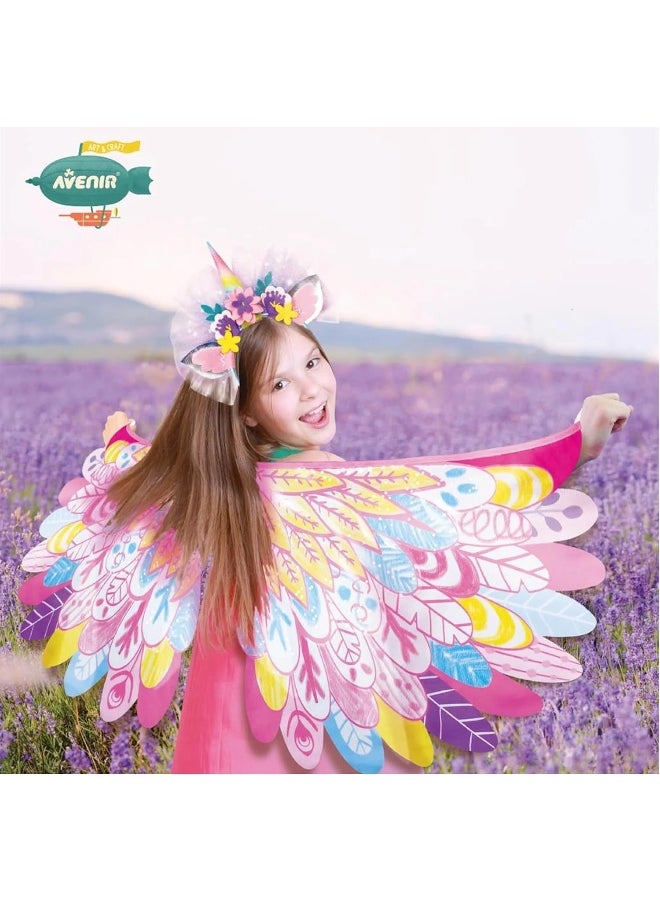 Avenir Avenir Unicorn Dress Up Fun Set – Fantastic Unicorn | DIY Costume with Pre-Printed Wings, Markers, Felt, Plastic Needle, & Headband - Spark the Imagination | 3+ Years  - Image 5