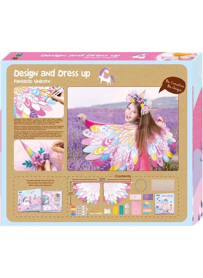 Avenir Avenir Unicorn Dress Up Fun Set – Fantastic Unicorn | DIY Costume with Pre-Printed Wings, Markers, Felt, Plastic Needle, & Headband - Spark the Imagination | 3+ Years  - Image 3