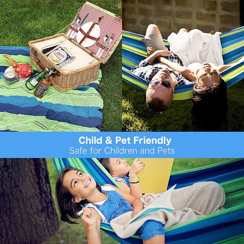 TASKHOUSE Camping Hammock with Tree Straps Cotton Canvas Beach Swing Bed with Hardwood Spreader Bar for Backyard Porch Balcony Indoor or Outdoor Use Support to 280kg Wooden Blue - Image 5