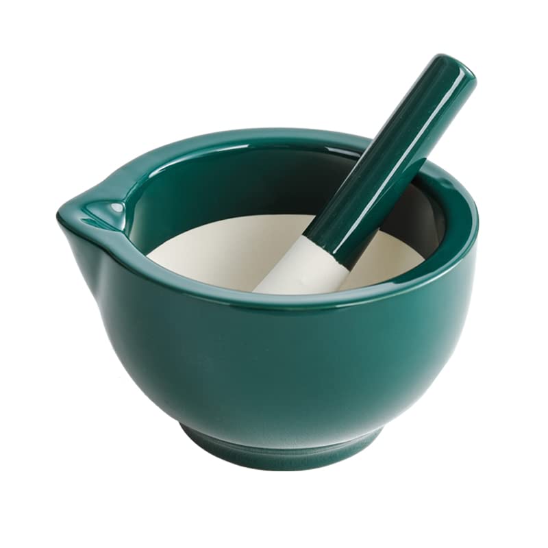 RchNow Porcelain Mortar and Pestle Spice Garlic Herb Grinder, Mixing Grinding Bowl Crusher Set, Restaurant Kitchen Tools-Black - Image 3