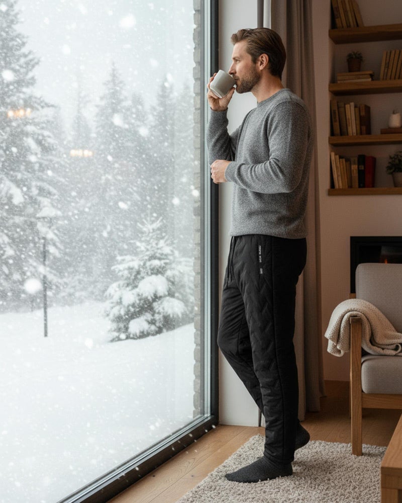 Chicingyou 2 Pcs Fleece Lined Pants Men Sherpa Lined Sweatpants Windproof Track Joggers Snow Winter Thermal Pants with Zipper(Straight Leg,Black and Grey,M) - Image 3