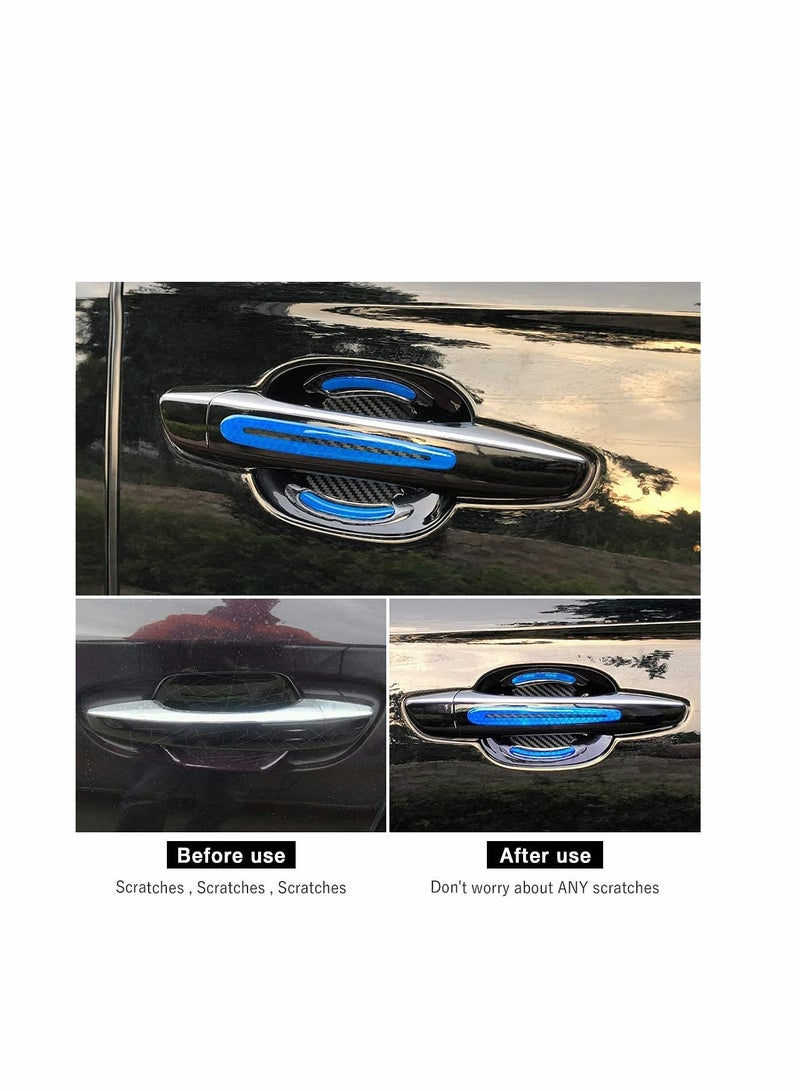 KASTWAVE Car Door Cup Handle Paint Scratch Protector Sticker 3D Carbon Fiber Universal Auto Door Handle Scratch Protection Cover Guard Film Car Door Handle Safety Reflective Strips (Blue)【WATER RESISTANT】Can B  - Image 2