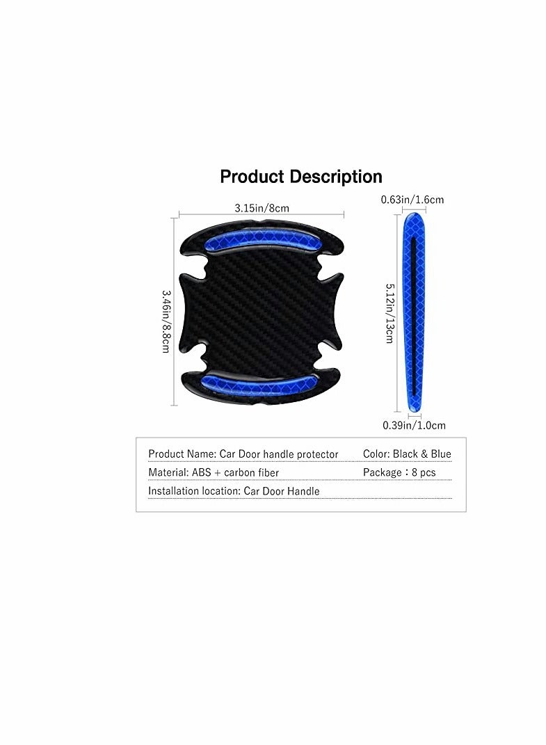 KASTWAVE Car Door Cup Handle Paint Scratch Protector Sticker 3D Carbon Fiber Universal Auto Door Handle Scratch Protection Cover Guard Film Car Door Handle Safety Reflective Strips (Blue)【WATER RESISTANT】Can B  - Image 5