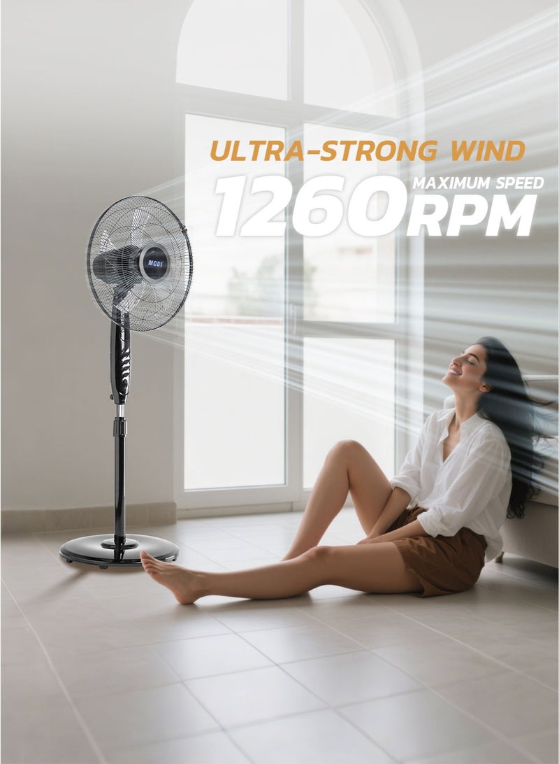 MODI 16 Inch Pedestal Fan with Remote Adjustable Height & Wide Oscillation 3 Speed Settings Quiet Cooling Stand Fan for Home & Office - Image 4