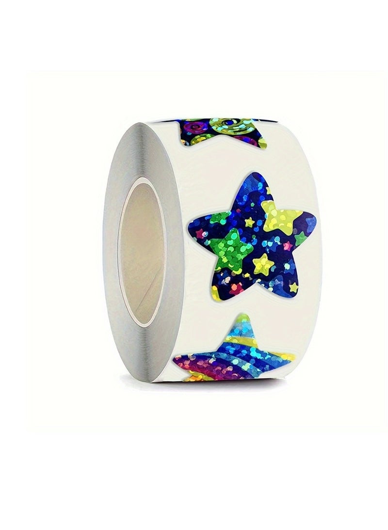 Generic 500pcs/roll 1inch Colorful Laser Stars Stickers Party Wedding Gift Envelope Packaging Seal Labels Stationery Stickers - Image 2