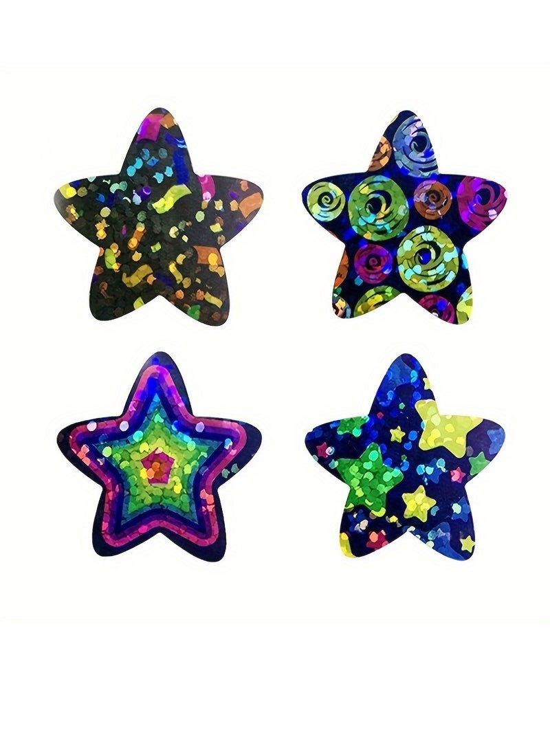 Generic 500pcs/roll 1inch Colorful Laser Stars Stickers Party Wedding Gift Envelope Packaging Seal Labels Stationery Stickers - Image 3