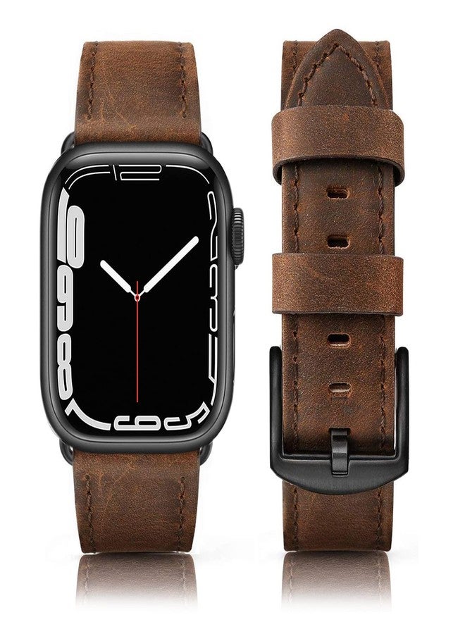 SWEES Leather Bands Compatible with Apple Watch Bands 42mm Series 10 41mm 40mm 38mm Men Women, Soft Genuine Leather Wristband Replacement Band for iWatch Series 10 9 8 7 6 5 4 3 2 1 SE Retro Walnut - Image 1