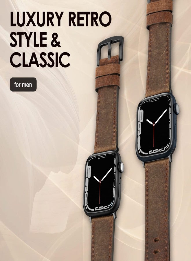 SWEES Leather Bands Compatible with Apple Watch Bands 42mm Series 10 41mm 40mm 38mm Men Women, Soft Genuine Leather Wristband Replacement Band for iWatch Series 10 9 8 7 6 5 4 3 2 1 SE Retro Walnut - Image 5