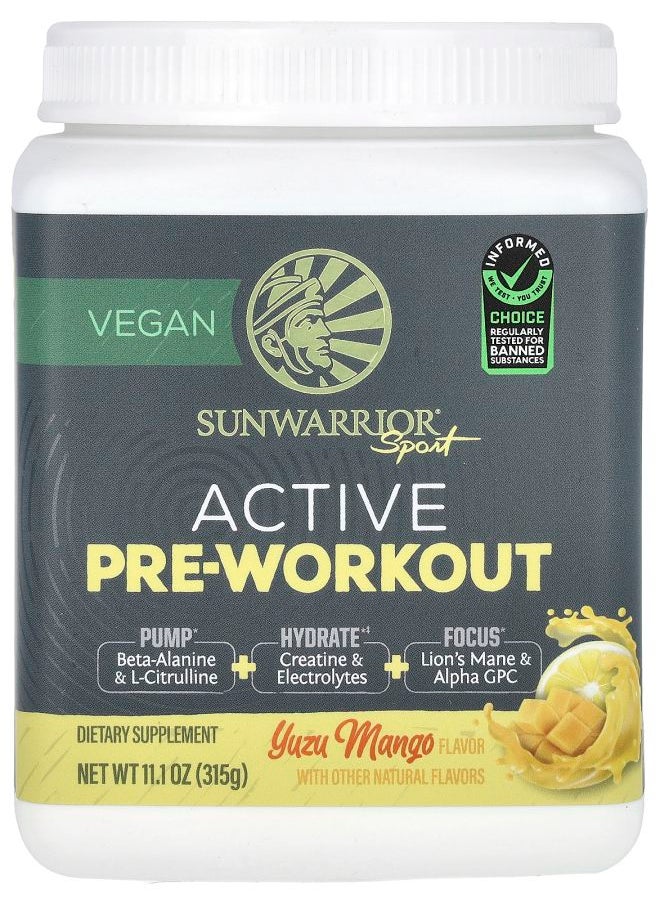 Sunwarrior Sport Active PreWorkout Yuzu Mango 11.1 oz (315 g) 