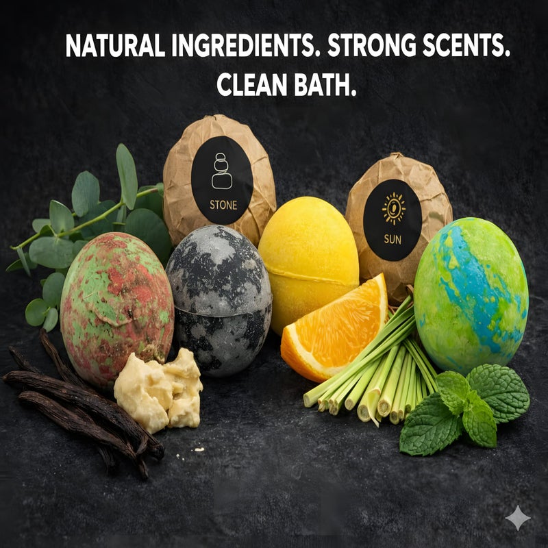 ZenseMe Bath Bombs for Men, Gift Set of 8 Scented Organic Handmade Bath Bombs of 2.5 oz with Natural Essential Oils for Boyfriend, Husband, Father or Friend, by ZenseMe - Image 5