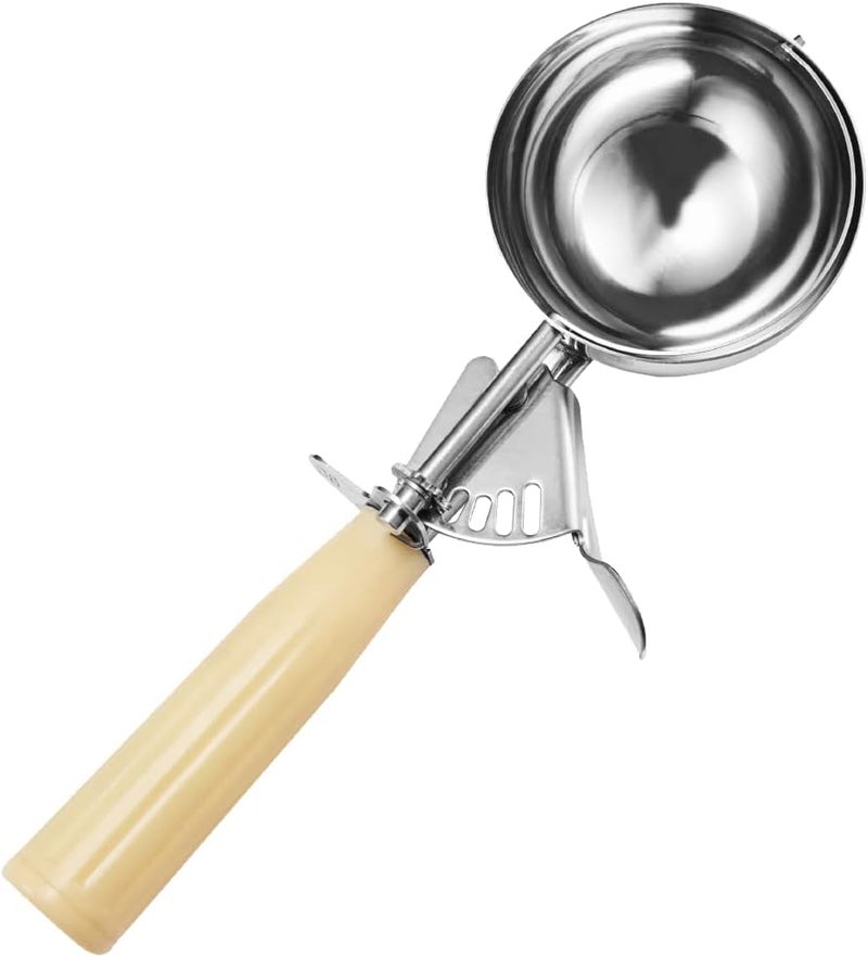 Saebye Portion Scoop - #6 (5.3 oz) - Disher, Food Scoop, Cupcake Scoop, Muffin Scoops - Portion Control - 18/8 Stainless Steel, Ivory Handle - Image 1