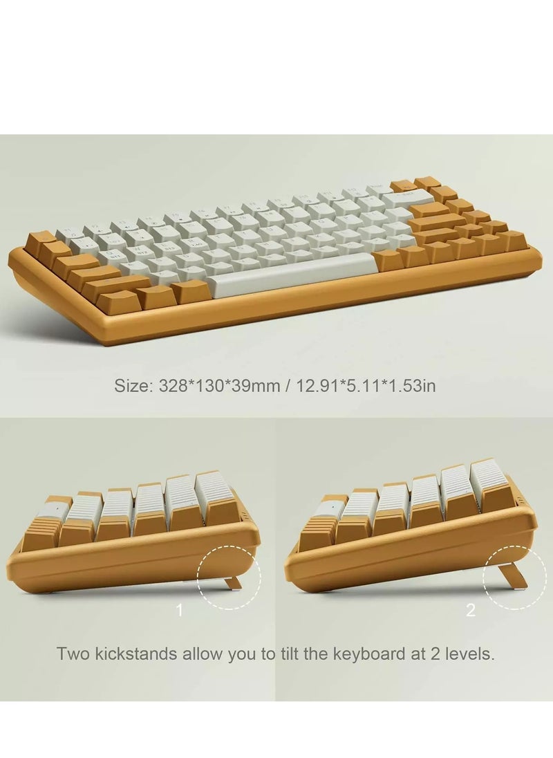 XTREMTEC - K201 80% Gaming Hybrid Mechanical Keyboard - Brown Switch -  3 Modes Bluetooth, Wireless & Wired (Gray/Yellow) - Image 1